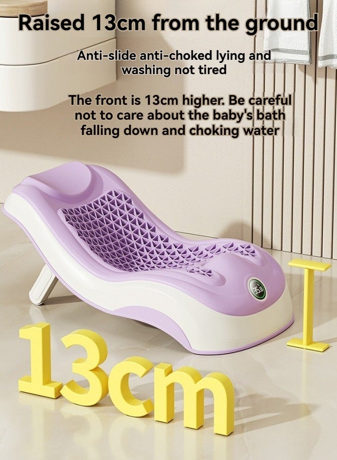 إم مياويان رف استحمام ناعم للأطفال، رف استحمام ذكي للأطفال مزود بمستشعر درجة الحرارة، دعامة للجلوس/الاستلقاء، سجادة مانعة للانزلاق، شبكة استحمام، حوض استحمام - Image 4